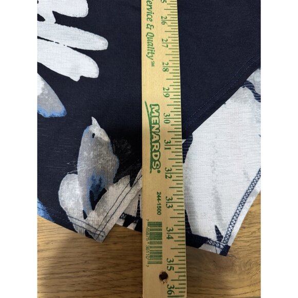 Clara Sun Woo Women Size Large Tunic Top Asymmetrical Floral Stretch Artsy City - Picture 4 of 9